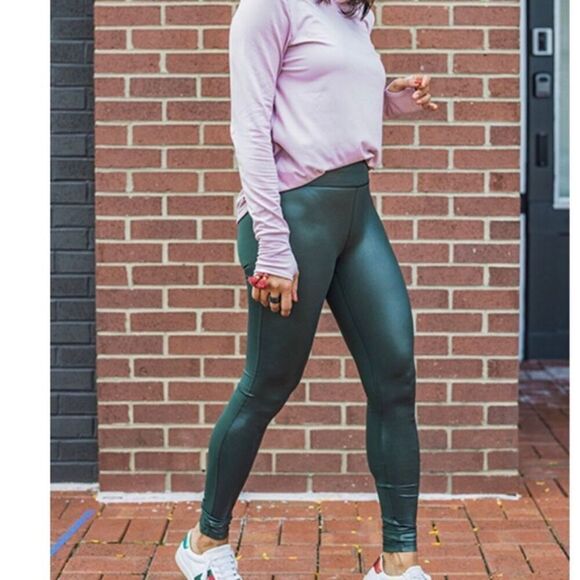 Peach Nina 2.0 Forest Compression Leggings Gloss Front, Matte Back Womens Medium - Picture 8 of 11